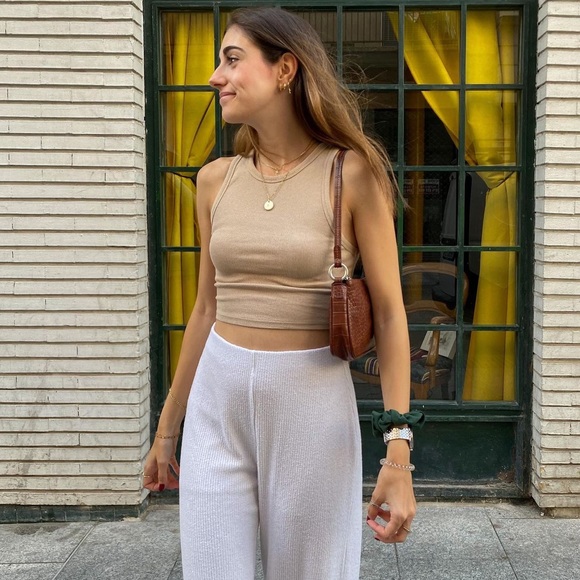 Zara Beige Ribbed T-Shirt - Picture 7 of 17